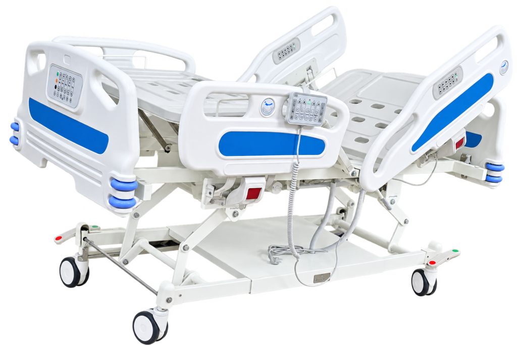 ICU electric 5-function hospital bed manufactured by MNM Healthcare
